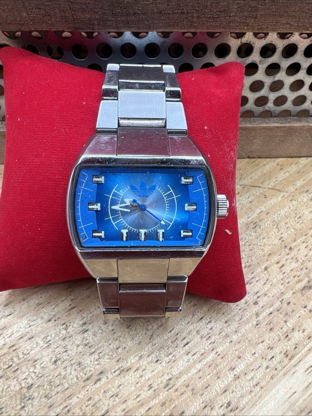 Vintage Adidas Trefoil Blue Dial Quartz Watch New Battery Running